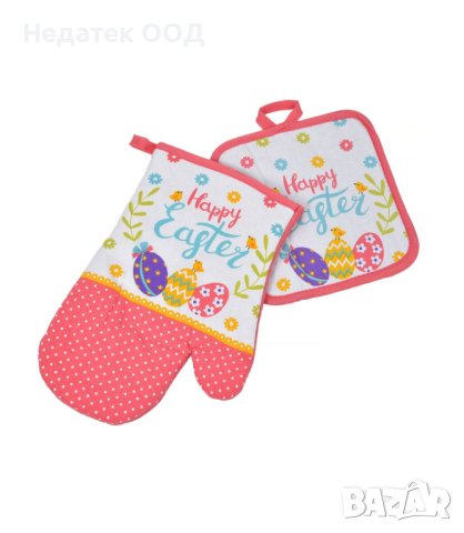 Великденски ръкавици за готвене, червени, 2 броя