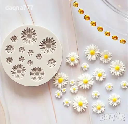 1 бр., форма за шоколад с маргаритки, 3D силиконова форма, форма за бонбони с цветя, форма за фондан