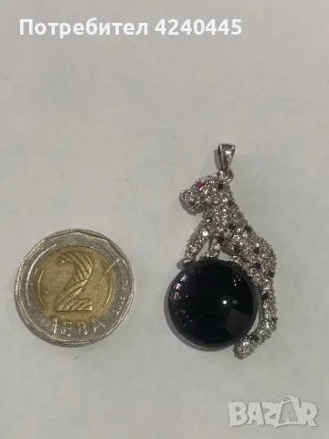 Сребърна висулка с циркони и оникс, снимка 2 - Колиета, медальони, синджири - 50312327