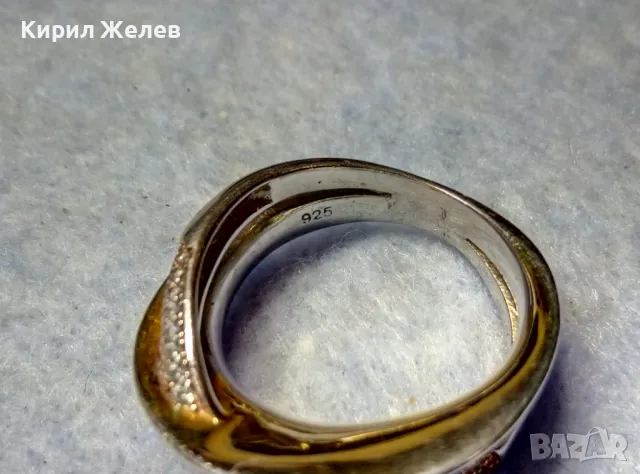 ЕЛЕГАНТЕН АРТ ПОЗЛАТЕН СКЪПОЦЕНЕН СРЕБЪРЕН ПРЪСТЕН СРЕБРО 925 с БЯЛА и ЖЪЛТА ПОЗЛАТА и ЦИРКОНИ 30558, снимка 4 - Пръстени - 49886811