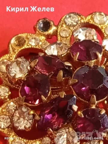 Кристална брошка с червени и бели кристали АМЕТИСТ Чешки кристал 46255, снимка 4 - Други - 52570000