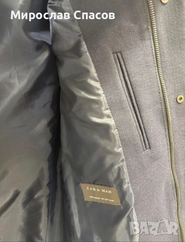Мъжко палто Zara Man - тъмносиньо, елегантен модел. Рязмер S, снимка 6 - Якета - 52400966