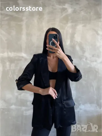 Дамско сатенено сако Black