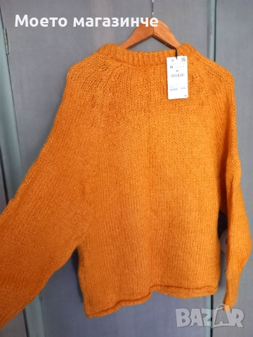 Нов дамски пуловер ZARA, цвят горчица, с етикет (M), снимка 4 - Блузи с дълъг ръкав и пуловери - 52083099