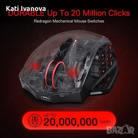Безжична геймърска мишка Redragon M913 Impact Elite, 16000 DPI кабелна/безжична RGB геймърска мишка , снимка 2 - Клавиатури и мишки - 51960163