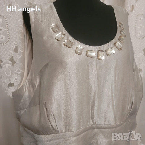 сребириста рокля с камъни , снимка 2 - Рокли - 51556236