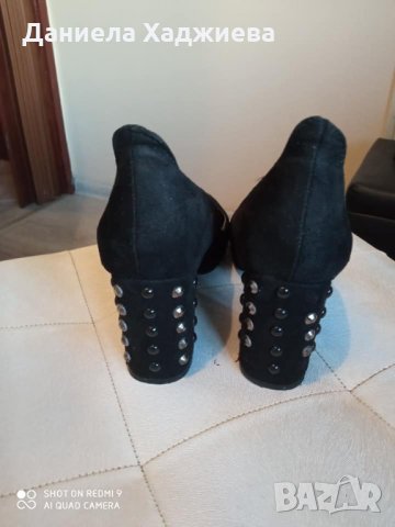 Черни обувки естествен велур 38 номер, снимка 2 - Дамски обувки на ток - 32870242