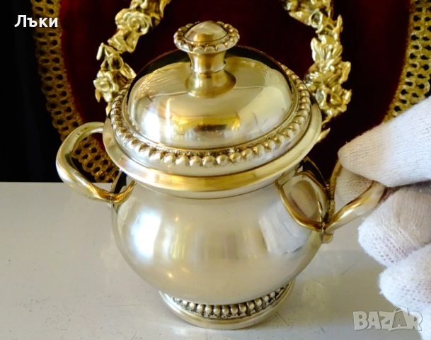 Бронзова захарница,Луи XVI,перлен релеф. , снимка 2 - Антикварни и старинни предмети - 52265658