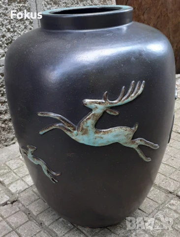 Огромна стара ваза - немска керамика с печат - делва, снимка 4 - Антикварни и старинни предмети - 51358065