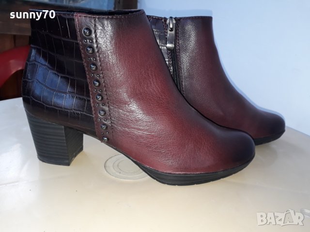  Боти естествена кожа Marko Tozzi цвят бордо и патладжан , снимка 4 - Дамски боти - 28114875