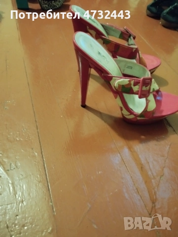 Дамски чехли многоцветни с тънък ток , снимка 3 - Сандали - 53407220