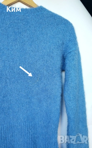 Equipment пуловер от алпака в наситено син цвят и маншетни ръкави, снимка 5 - Блузи с дълъг ръкав и пуловери - 53540479