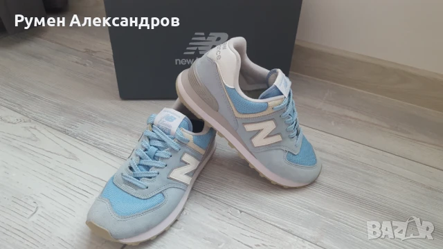 Сини дамски велурени маратонки New Balance 574 Classic р-р EUR38, снимка 8 - Маратонки - 51240649