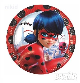 Калинката и Черния котарак miraculous ladybug 8 бр големи парти чинии чинийки