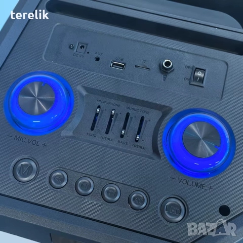 -50лв🔊 Xbass 200W 6000mah Професионална караоке тонколона ABS-12202 – 12”×2, Bluetooth, 2 микрофонa, снимка 9 - Тонколони - 51831064