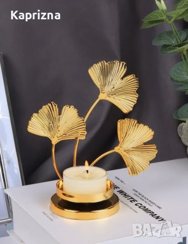 Свещник Golden Ginkgo, снимка 2 - Декорация за дома - 43660757