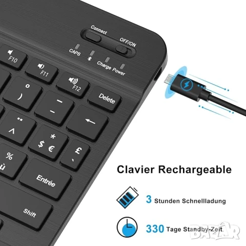 Безжична Bluetooth клавиатура за iPad, iPad Air/Pro, Samsung Tablet, Xiaomi Pad 7/6/5, Mac, снимка 6 - Клавиатури и мишки - 51055976