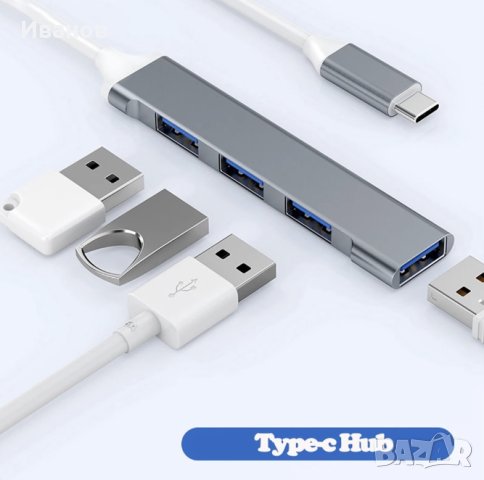 USB HUB/ЮСБ ХЪБ Type C с 4 порта , снимка 3 - Суичове - 43791669