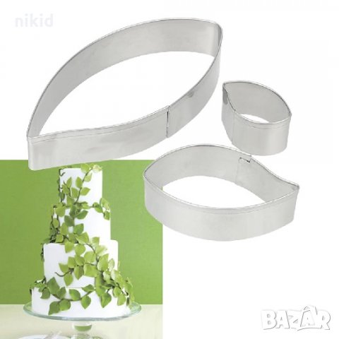 3 извити елипс листа метални резци форми за направа на украса декорация торта фондан