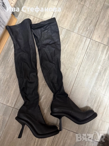 Разкошни Vic Matie нови  дълги черни чизми ботуши до каляното кожени , снимка 2 - Дамски ботуши - 52829975