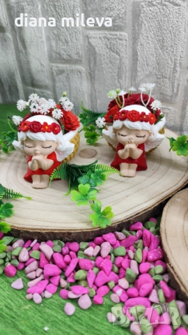 Ангелчета в  червен  цвят!, снимка 8 - Декорация за дома - 51433180