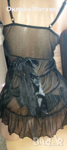 Нощничка с панделки+ прашка с панделки и жартиери 40-42м 42-44л  , снимка 2 - Корсети, бюстиета, топове - 32401572