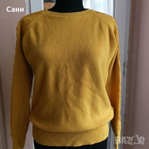 Жълт пуловен с дантела, снимка 3 - Блузи с дълъг ръкав и пуловери - 35530251