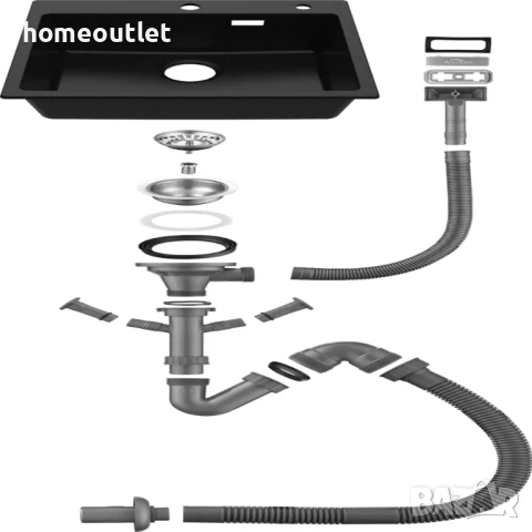 ПРОМОЦИЯ Квадратна мивка Auralum 55 x 45 см AURALUM GRANITE KITCHEN SINK 913258-06-JNC0601, снимка 9 - Други - 50970073