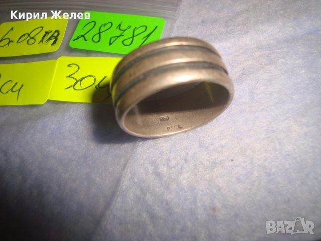 СТАРА МАРКОВА СРЕБЪРНА АРТ ДЕКО ХАЛКА ПРЪСТЕН МАРКИРАНО СРЕБРО 925 и ЩЕМПЕЛ PSCL 28781, снимка 5 - Фигурки - 37252475