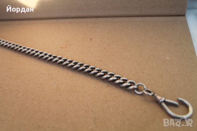 Сребърен синджир/кюспек за джобен часовник, снимка 3 - Антикварни и старинни предмети - 43895864