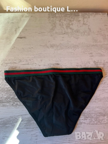 Gucci дамски черно бельо тип бикини с ластик в цветовете на марката зелено и червено S размер 💚❤️💚, снимка 4 - Бельо - 52236076