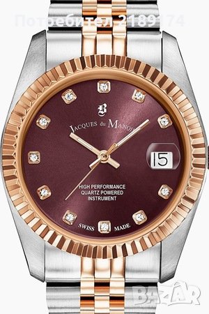 Дамски Часовник от инокс,Jacques du Manoir, Сребрист / Розово-златист, снимка 1 - Дамски - 43572152