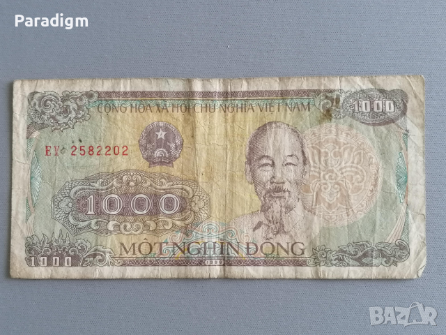 Банкнота - Виетнам - 1000 донги | 1988г., снимка 1 - Нумизматика и бонистика - 36545715