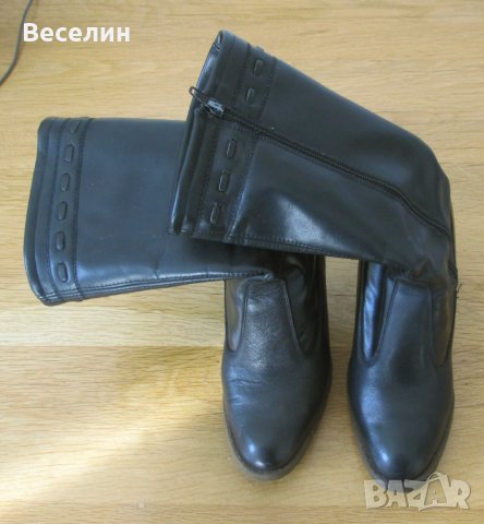 Дамски Кожени Ботуши Черни Зимни Обувки Женски Боти Мода Кожа, снимка 2 - Дамски ботуши - 43412148