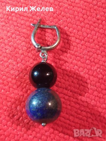 СКЪПОЦЕННА СРЕБЪРНА ВИНТИДЖ АРТ ОБЕЦА СРЕБРО 925 АНГЛИЯ с ШЛИФОВАН ЛАЗУРИТ и ЧЕРЕН ОНИКС 37681, снимка 13 - Обеци - 40770789