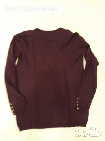 Тъмно лилава фино плетиво блуза по врата с дълъг ръкав, много приятна и мека материя, снимка 9 - Блузи с дълъг ръкав и пуловери - 37455773