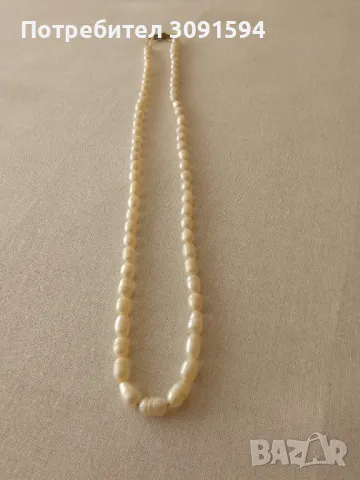 Бяла естествена сладководна перлена огърлица - класически