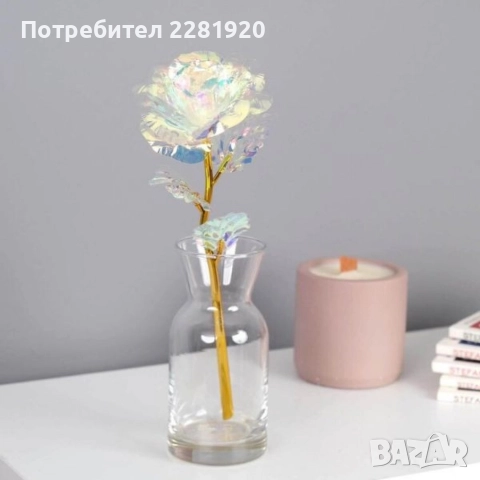 Роза в цветовете на дъгата – изискан подарък за любов и благодарност, снимка 2 - Арт сувенири - 52848910