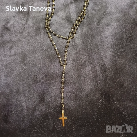 Стоманено колие, двойно, с кръст