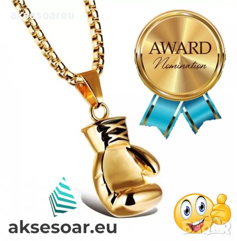 Колие боксова ръкавица верига от неръждаема стомана боксьорска ръкавица за мъже мъжки хип-хоп спортн, снимка 6 - Колиета, медальони, синджири - 38282313