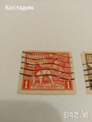 Пощенска марка 2бр-Великобритания 1924, снимка 2 - Филателия - 43336067