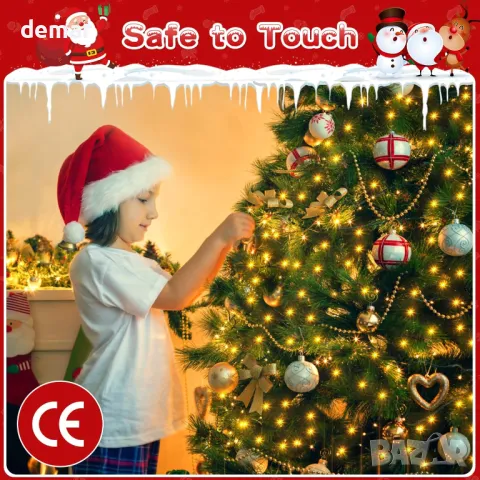 ELKTRY 1000LED 50M Коледни светлини за открито, топло бяло, работи на батерия с таймер, 8 режима, снимка 7 - Лед осветление - 47525558