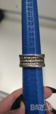 Оригинален  Bvlgari масивно сребро три реда цирконий , снимка 7 - Пръстени - 34853258