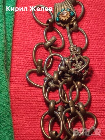 БРОНЗОВА ЛЪЖИЧКА ВИСУЛКА ВИНТИДЖ с КРАСИВИ БЛЕСТЯЩИ КАМЪНИ и ВЕРИЖКА 3924, снимка 3 - Колиета, медальони, синджири - 30550058