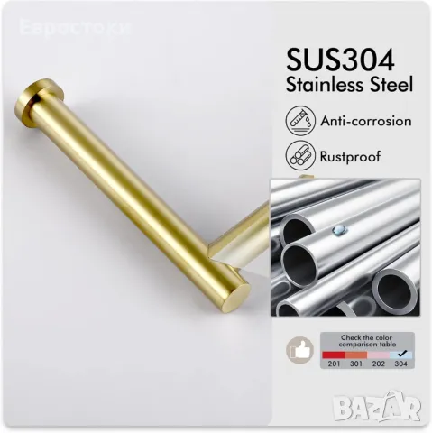 KES BPH284S1-BZ Стоящ държач за тоалетна ролка Неръждаема стомана SUS304 Мраморна основа, полирано, снимка 3 - Други стоки за дома - 48922419