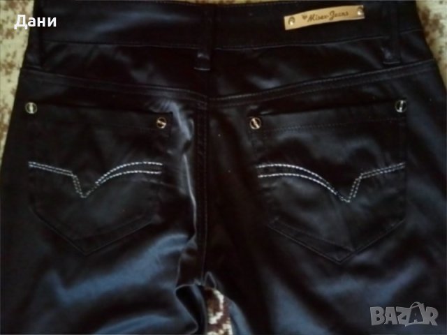  Черен сатенен панталон-Нов /S/ с етикет, снимка 1 - Панталони - 40512861