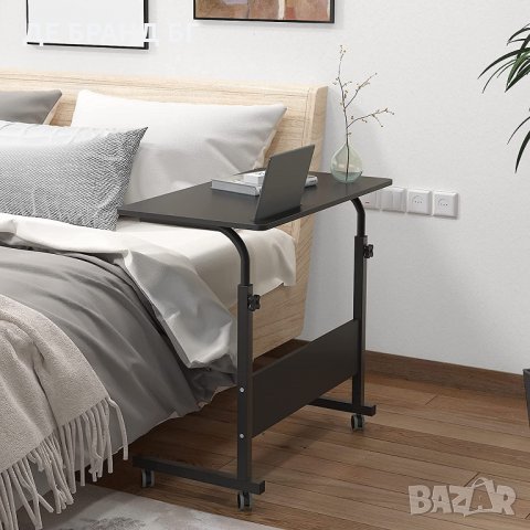 Бюро за лаптоп с регулируема височина / Помощна масичка на колелца L012-05-3-80BK, снимка 4 - Бюра - 35146637