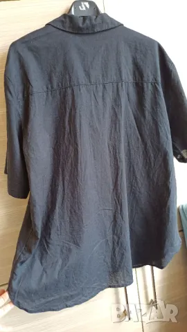 Черна риза от лен и памук S-H&M, снимка 5 - Ризи - 50300266