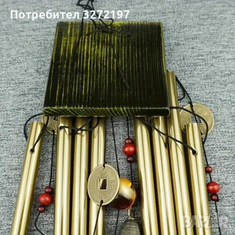 Алуминиеви Вятърни Камбанки в Бронзов Тон с Дървени Акценти - 8 Тръби,Стил на вентилатора, снимка 5 - Декорация за дома - 49421864