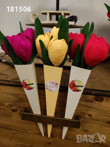 Ръчно изработени лалета , снимка 3 - Изкуствени цветя - 39479053